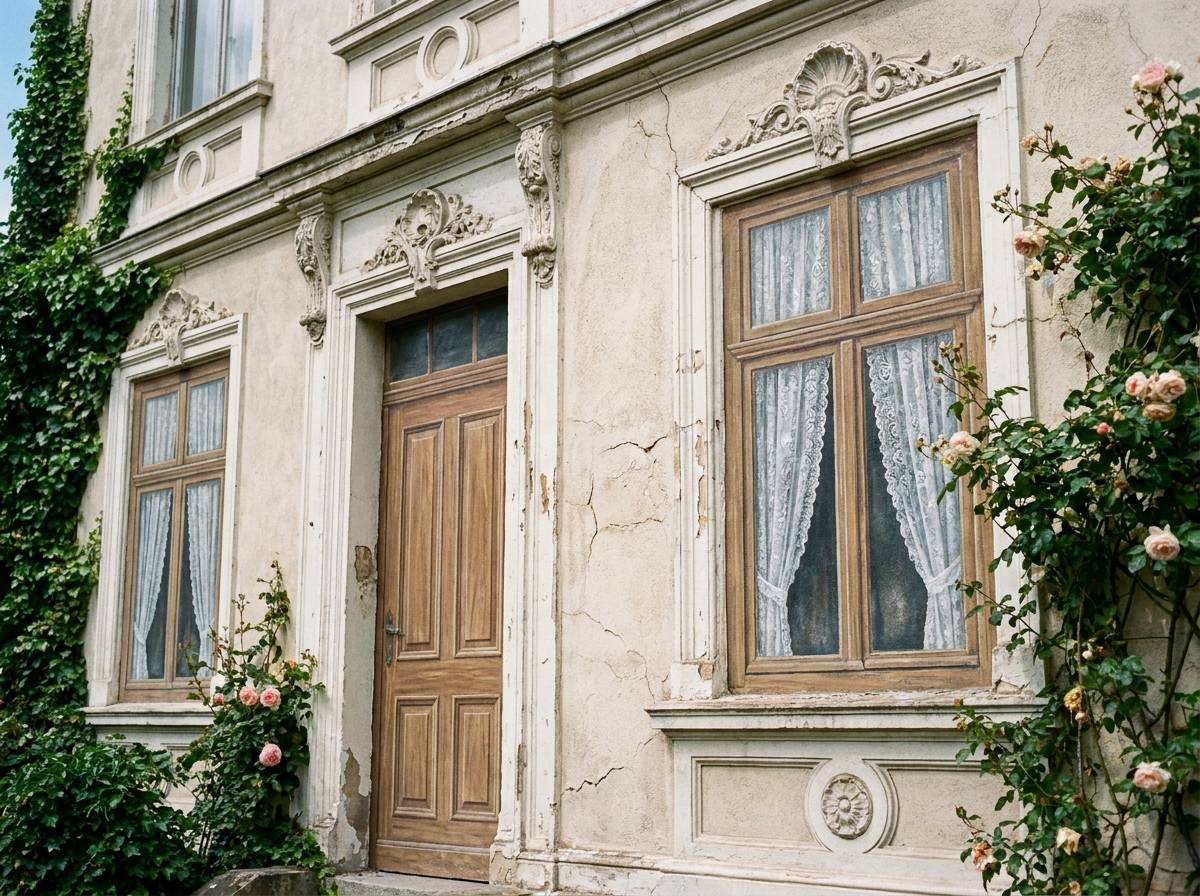 Wiktoriańska fasada kamienicy z fałszywymi oknami – detal architektoniczny
